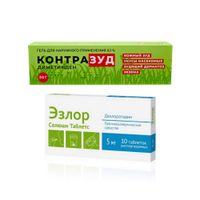 1X Контразуд гель для наружного применения 0,1% 30г + 1X Эзлор солюшн таблетс таблетки диспергируемые 5мг 10шт