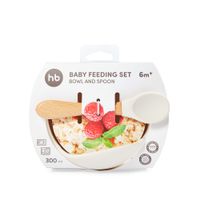 Набор посуды для детей Happy Baby/Хэппи Беби: Миска на присоске и ложка молочный миниатюра фото №2