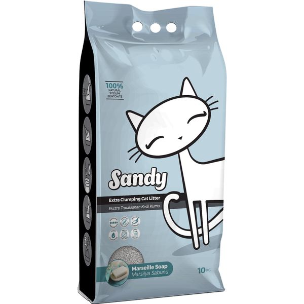Наполнитель для кошачьего туалета с ароматом марсельского мыла Marseille Soap Sandy 10кг наполнитель для кошачьего туалета без ароматизатора unscented sandy 10кг