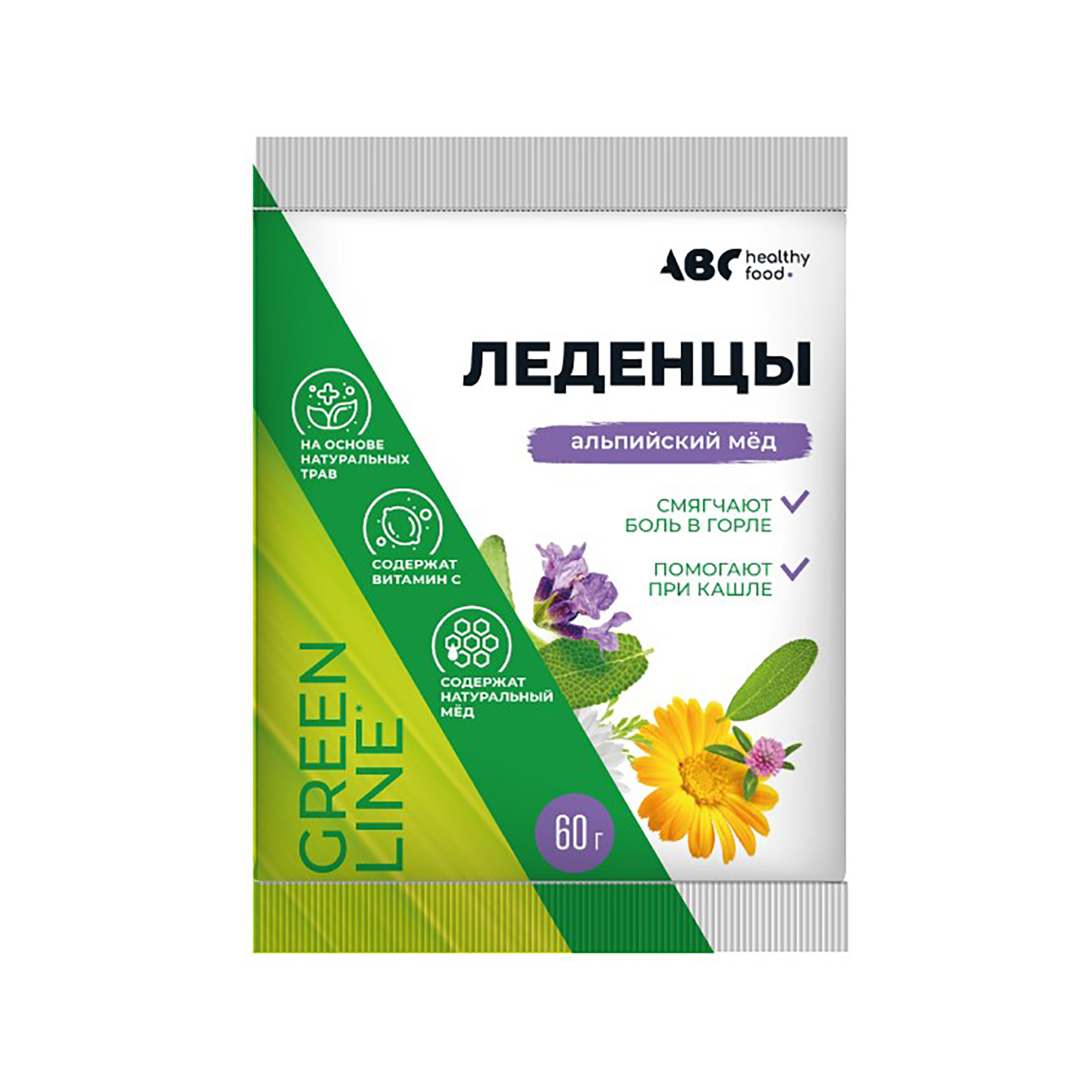 Леденцы на основе трав с витамином С альпийский мед ABC Healthy Food пакет  60г - купить лекарство в Москве с экспресс доставкой на дом, официальная  инструкция по применению