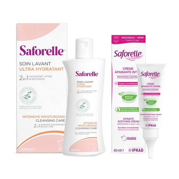 1X Гель для интимной гигиены интенсивное увлажнение Saforelle/Сафорель фл. 100мл + 1X Крем-эмолент для интимной зоны увлажняющий Saforelle/Сафорель фл. 40мл