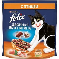 Корм сухой для взрослых кошек, с птицей Felix Двойная Вкуснятина 1,5 кг