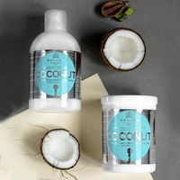 Маска для укрепления волос кокосовое питание с натуральным кокосовым маслом kallos kjmn 1000мл миниатюра фото №3