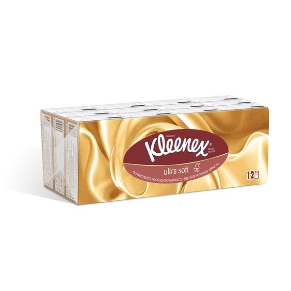 Платочки Kleenex (Клинекс) бумажные Ultra Soft 7 шт. 12 упак. бумажные платочки 10 шт одноразовые без запаха bella be 042 h100 012