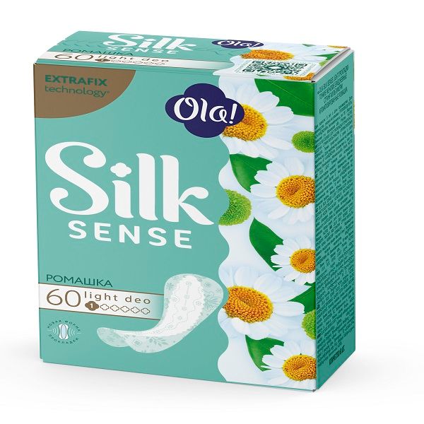 Прокладки ежедневные гигиенические тонкие стринг-мультиформ аромат ромашка Silk Sense Light Ola! 60шт