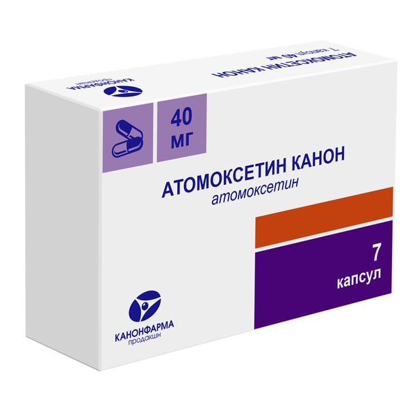Атомоксетин Канон капсулы 40мг 7шт атомоксетин 60 мг европа аналог когниттера glenmark капсулы 30