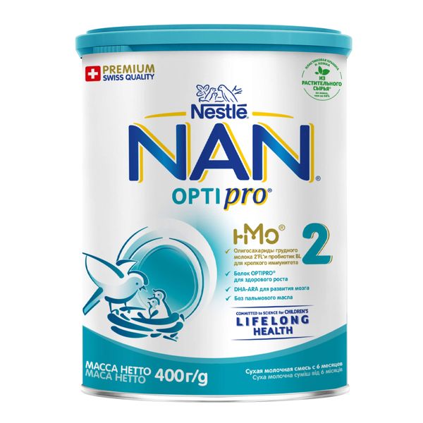 Смесь NAN 2 Optiprо сухая молочная Nestle 400г нан 2 оптипро молочная смесь с пробиотиками с 6 мес 400г
