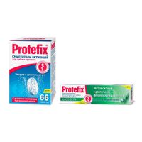 1X Таблетки для очистки зубных протезов Protefix/Протефикс 66шт + 1X Крем для зубных протезов фиксирующий алоэ вера Protefix/Протефикс 40мл