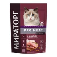 Корм сухой для стерилизованных кошек старше 1г с индейкой Pro Meat Мираторг 400г