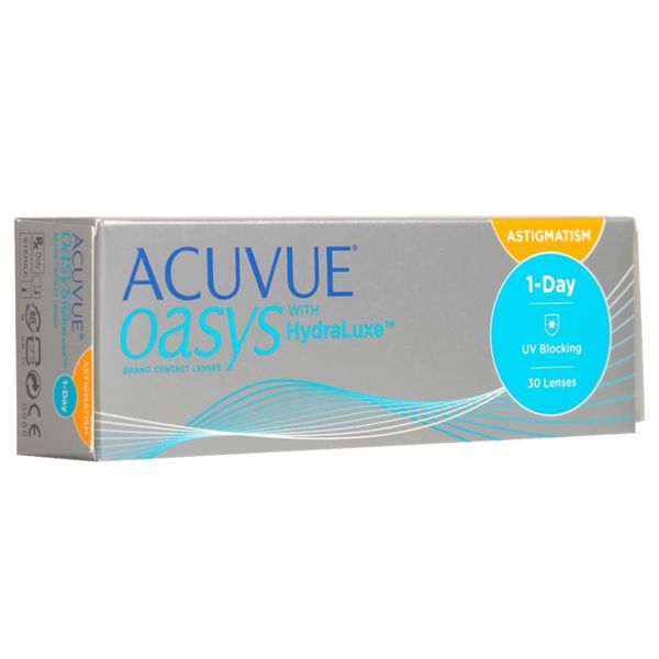 Линзы контактные Acuvue Oasys 1-Day with Hydraluxe for Astigmatism -1,75, -0,75/ 180/ 30шт