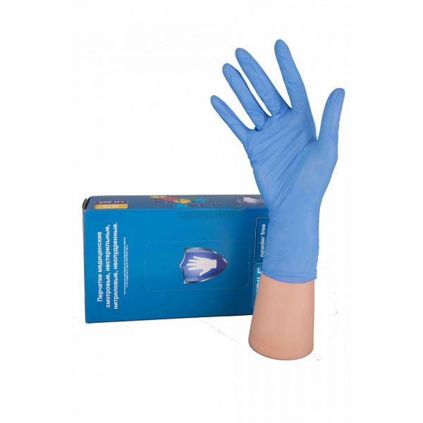Перчатки нитриловые неопудренные текстурированные нестерильные голубые Safe&Care Top Glove 200шт (100 пар) р.XL