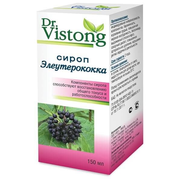 Набор Dr.Vistong/Др.Вистонг: Элеутерококк с сахаром сироп 150мл 2шт фото №2