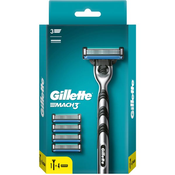 Набор Gillette/Жиллетт: Бритва со сменной кассетой Mach3+Кассеты сменные Mach3 4шт