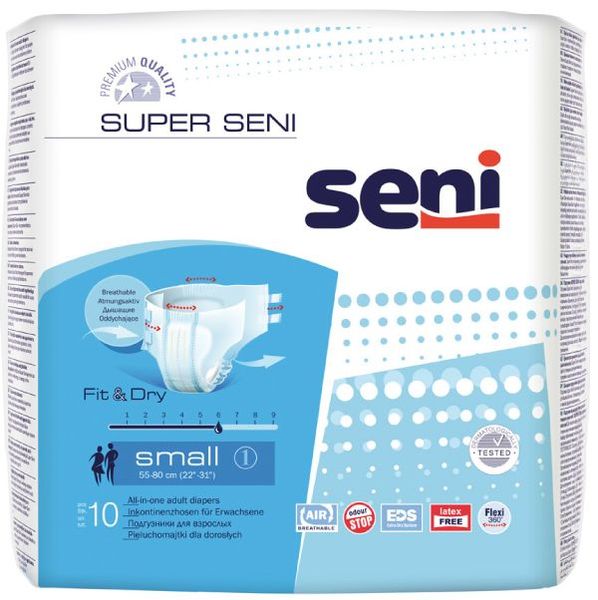 Подгузники для взрослых Super Seni/Сени 55-80см 10шт р.S (1)
