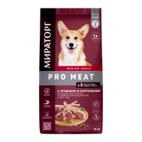 Корм сухой для взрослых собак средних пород старше 1г с ягненком и картофелем Pro Meat Мираторг 10кг