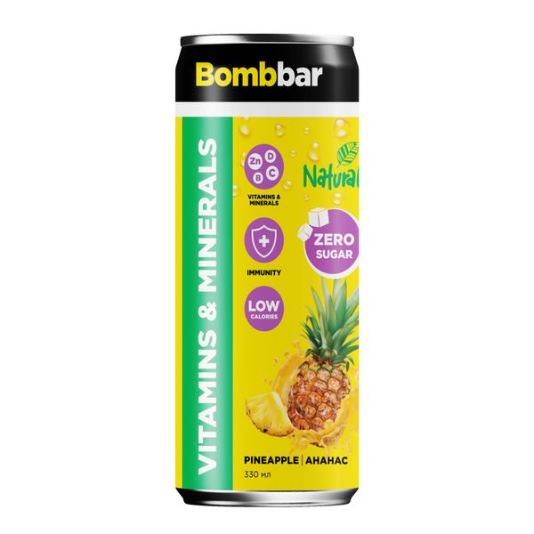 Лимонад газированный ананас Bombbar 330мл лимонад витаминизированный ананас 330 мл
