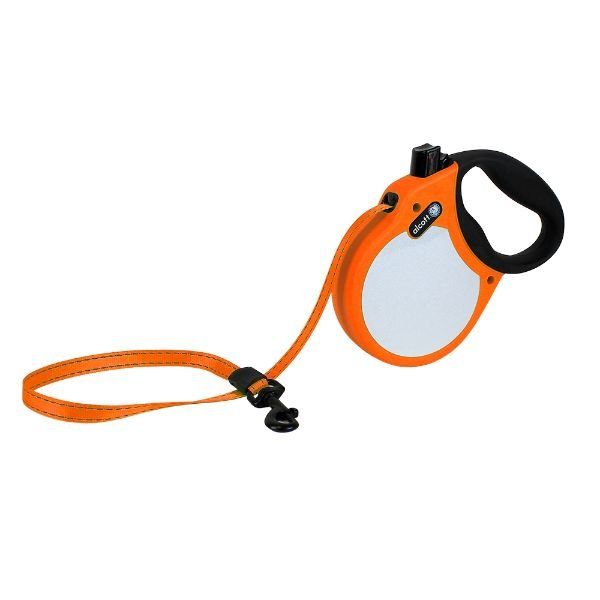 Рулетка лента для собак весом до 30кг антискользящая ручка оранжевый неон Visibility Alcott 5м (M) фото №2