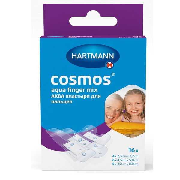 Пластырь водонепроницаемый нестерильный прозрачный Aqua Cosmos/Космос 2,5х7,2см 4шт+3х4см 4шт+4х6см 2шт