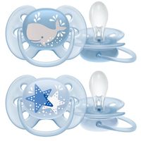 Пустышка силиконовая ортодонтическая с футляром 6-18 мес. Ultra Soft Philips Avent 2шт (SCF223/03)