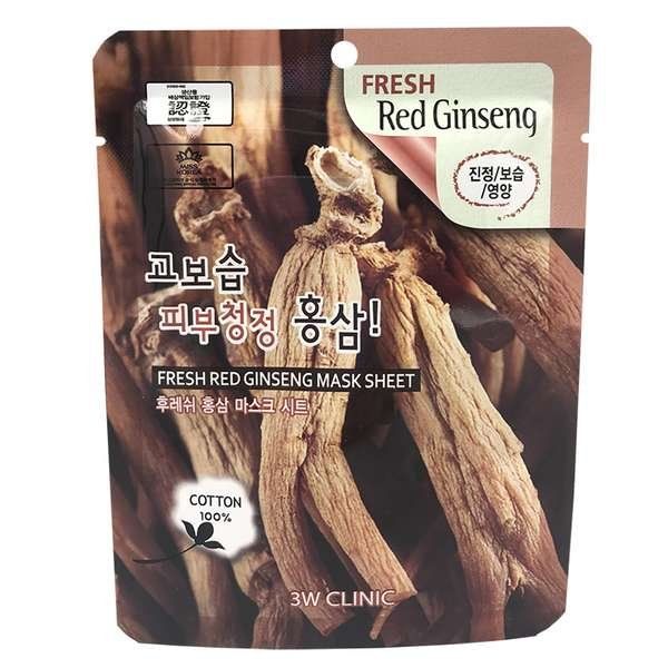 Купить Маска для лица тканевая с экстрактом корня красного женьшеня Fresh red ginseng 3W Clinic 23мл, XAI Cosmetics Korea Co., Ltd, Южная Корея