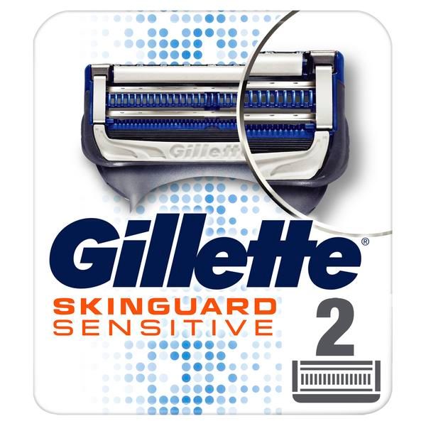 Gillette (Жиллетт) кассеты сменные для безопасных бритв Skinguard Sensitive, 2 шт. сменные кассеты gillette mach3 turbo 8 шт