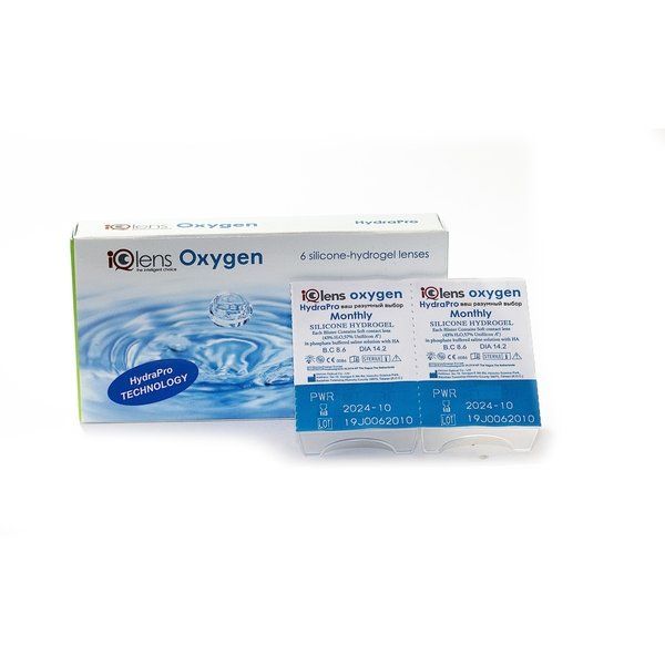 Линзы контактные IQlens Oxygen (8.6/-4, 50) 6шт, Юникон Оптикл КО., ЛТД., Тайвань  - купить