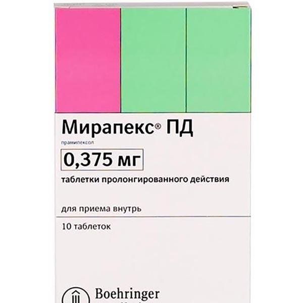 Мирапекс ПД таблетки пролонг. действия 0,375мг 10шт