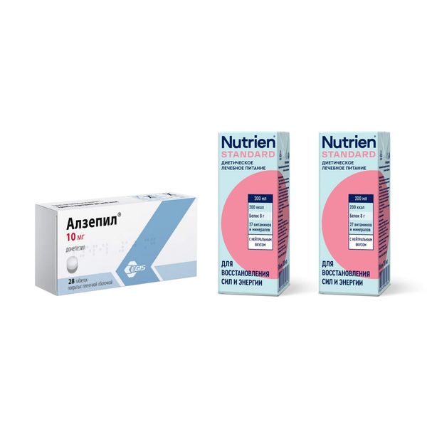1X Алзепил таб. п/о плён. 10мг №28 + 2X НУТРИЭН Стандарт продукт стерилизованный специализированный д/диетического и лечебного питания с нейтральным вкусом 200мл