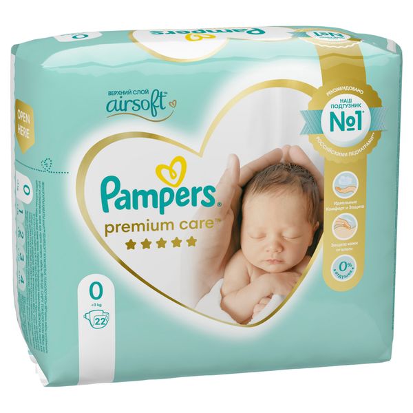 Подгузники детские Premium Care Pampers/Памперс до 3кг 22шт