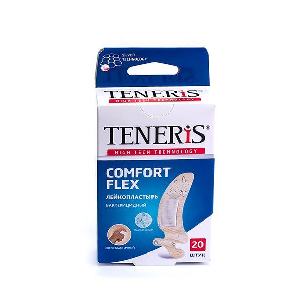 Пластырь бактерицидный суперэластичный Comfort flex Teneris/Тенерис 7,6см х 1,9см 20 шт. teneris comfort flex лейкопластырь бактерицидный 76 х19 мм суперэластичный на полимерной основе 20 шт
