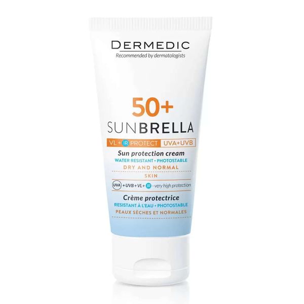 Крем солнцезащитный для сухой и нормальной кожи SPF50+ Sunbrella Dermedic/Дермедик 50мл дермедик санбрелла крем солнцезащит д чувствит кожи спф 50 50мл