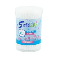 Палочки ватные SoftLife/СофтЛайф банка круглая 100шт