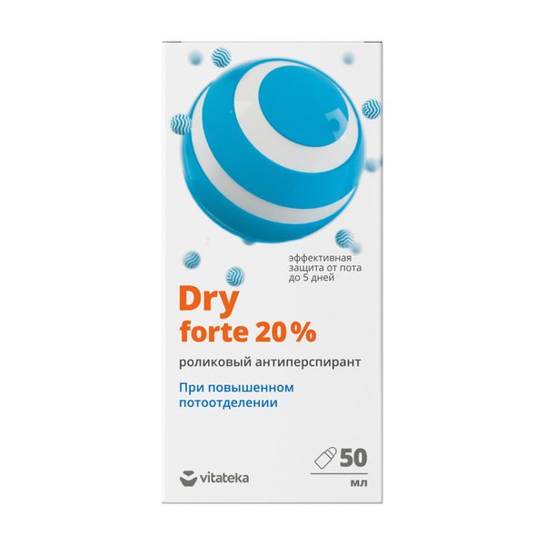 Купить Ролик при повышенной потливости 20 %, Витатека Драй Форте/Vitateka Dry Forte 50 мл, ЗАО НПО Химсинтез, Россия