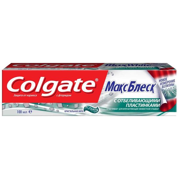 Паста зубная Colgate/Колгейт Макс Блеск с отбеливающими пластинками 100мл, Colgate-Palmolive (Китай)  - купить