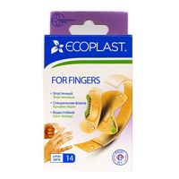 Набор пластырей для пальцев For Fingers водостойкий 14шт (120х20мм 5шт+72х19мм 5шт+63х45мм 4шт) Ecoplast миниатюра