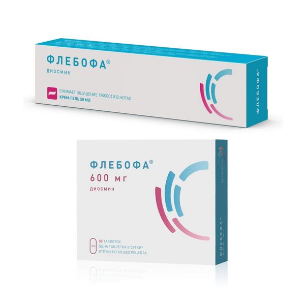 1X Флебофа крем-гель туба 50мл + 1X Флебофа таблетки 600мг 30шт
