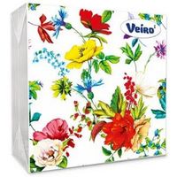 Салфетки 3-слойные с рисунком цветочная поляна Вейро 33х33см 20шт
