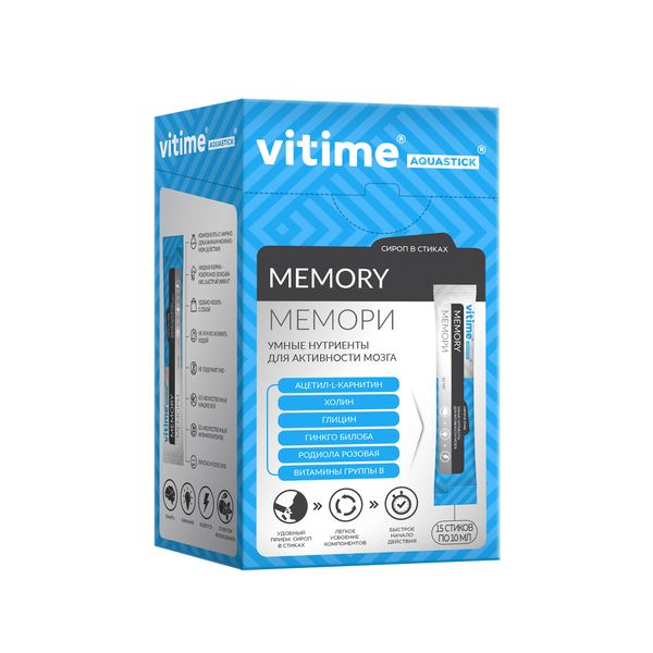 Мемори комплекс ViTime/ВиТайм Aquastick стик 15шт vitime kidzoo кидзу зрение