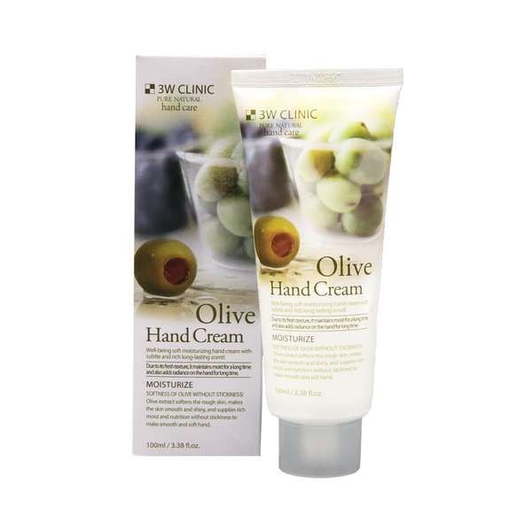 Крем для рук увлажняющий с экстрактом оливы Moisturizing olive hand cream 3W Clinic 100мл