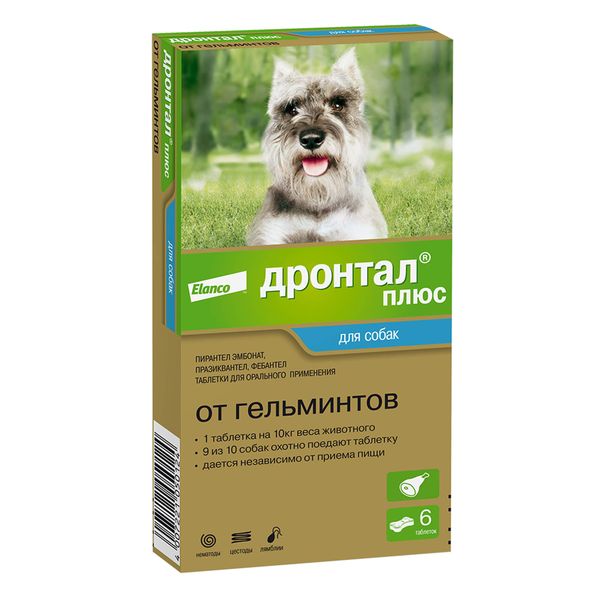 Дронтал-плюс с улучшенным вкусом таблетки для собак 6шт дронтал®плюс таблетки от гельминтов и простейших со вкусом мяса для собак – 2 таблетки