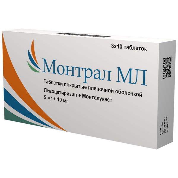 Монтрал МЛ таблетки п/о плен. 5мг+10мг 30шт -   лекарство .