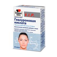 Гиалуроновая кислота+Биотин+Q10+Витамин С+Цинк V.I.P. Doppelherz/Доппельгерц капсулы 930мг 30шт миниатюра фото №2