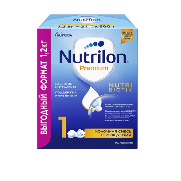 Смесь молочная сухая начальная адаптированная с рождения Premium 1 Nutrilon/Нутрилон 1,2кг нан 2 оптипро молочная смесь с пробиотиками с 6 мес 400г