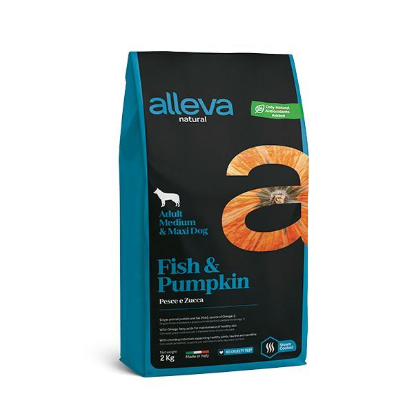 Корм сухой для взрослых собак средних и крупных пород с рыбой и тыквой Natural Alleva/Аллева 2кг