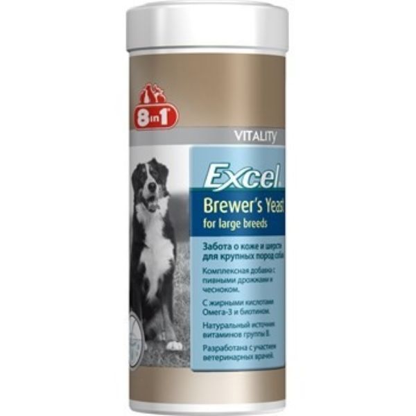 Пивные дрожжи для собак крупных пород Эксель 8in1/8в1 таблетки 80шт 8 in 1 1605492 Пивные дрожжи для собак крупных пород Эксель 8in1/8в1 таблетки 80шт - фото 1