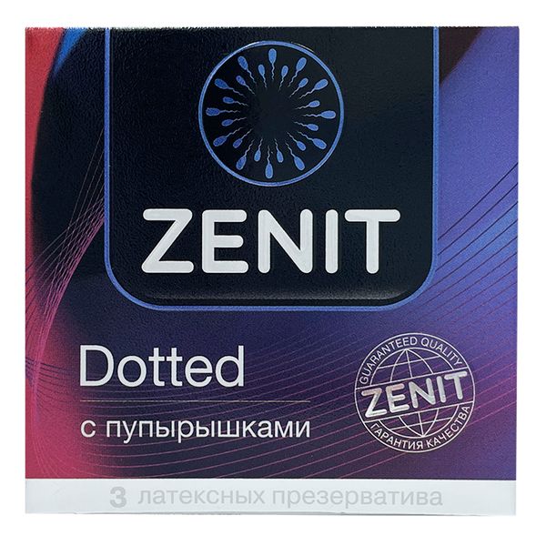 Презервативы латексные с точками Dotted Zenit/Зенит 3шт Чайна Тяньджин Рекэйр Ко Лтд