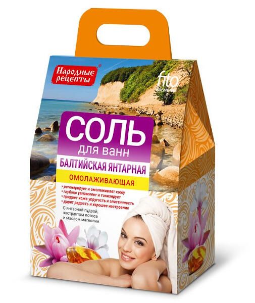 Соль для ванн балтийская янтарная омолаживающая серии народные рецепты fito косметик 500 г