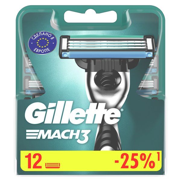 Кассеты Gillette (Жиллетт) сменные для безопасных бритв Mach3, 12 шт. фото №2