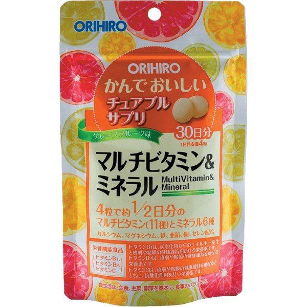 Мультивитамины и минералы со вкусом тропических фруктов Orihiro/Орихиро таблетки 0,5г 120шт