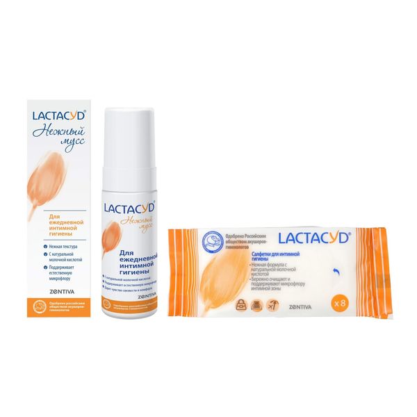 1X Мусс для интимной гигиены Lactacyd/Лактацид фл. 125мл + 1X Салфетки для интимной гигиены Lactacyd/Лактацид 8шт
